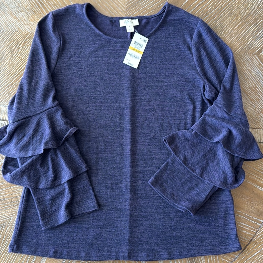 Women’s Style & Co Blouse With Ruffed Sleeves- Size Medium
